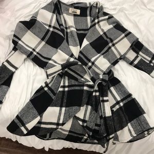 Black and white plaid coat